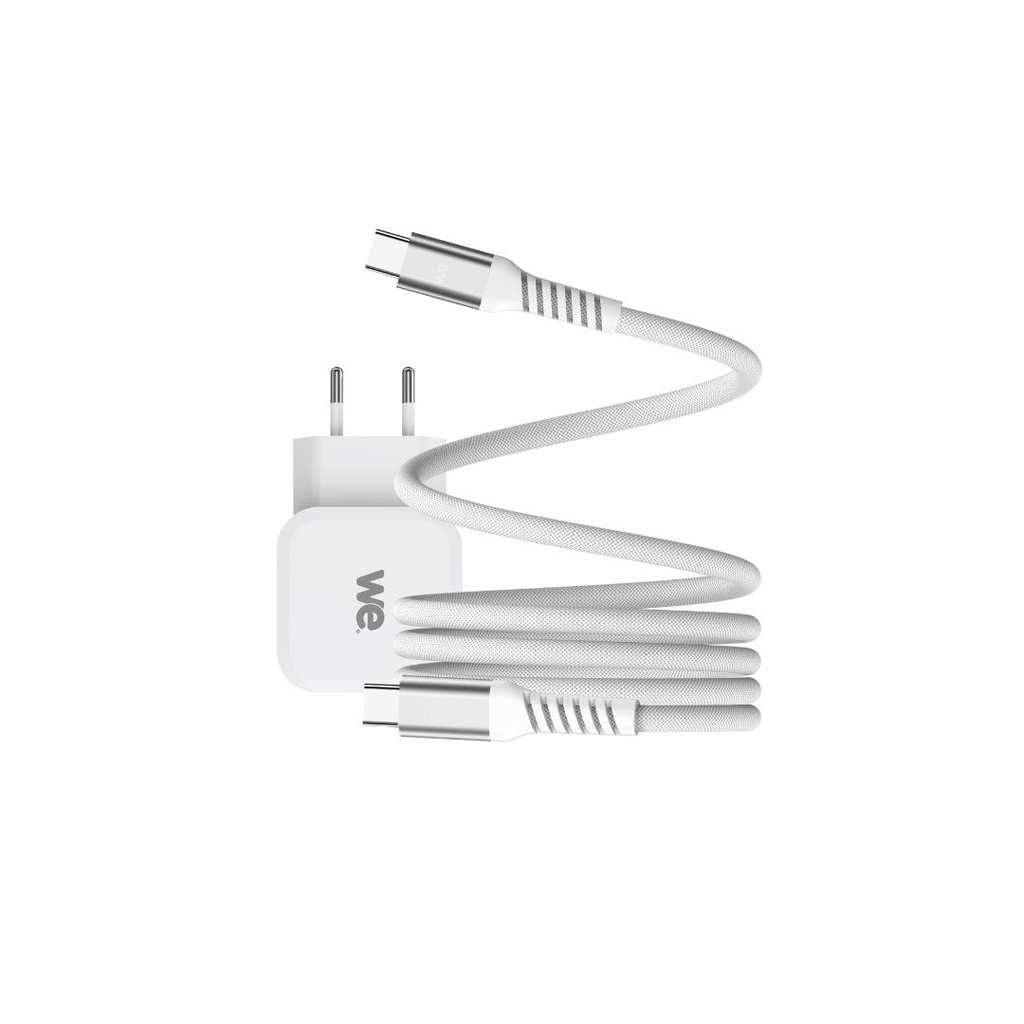 Bundle chargeur 1 port USB-C 20W + c ble USB-C/USB-C blanc