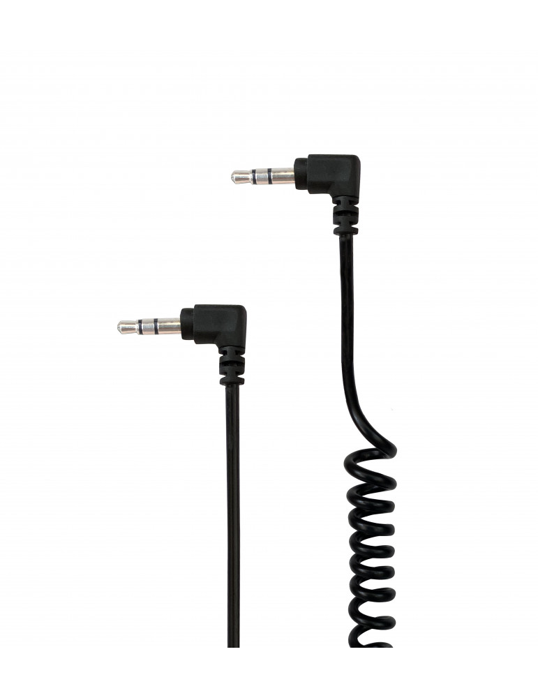 C ble Jack m le/m le 3.5mm noir torsadé - coudé des 2 c tés - 2m