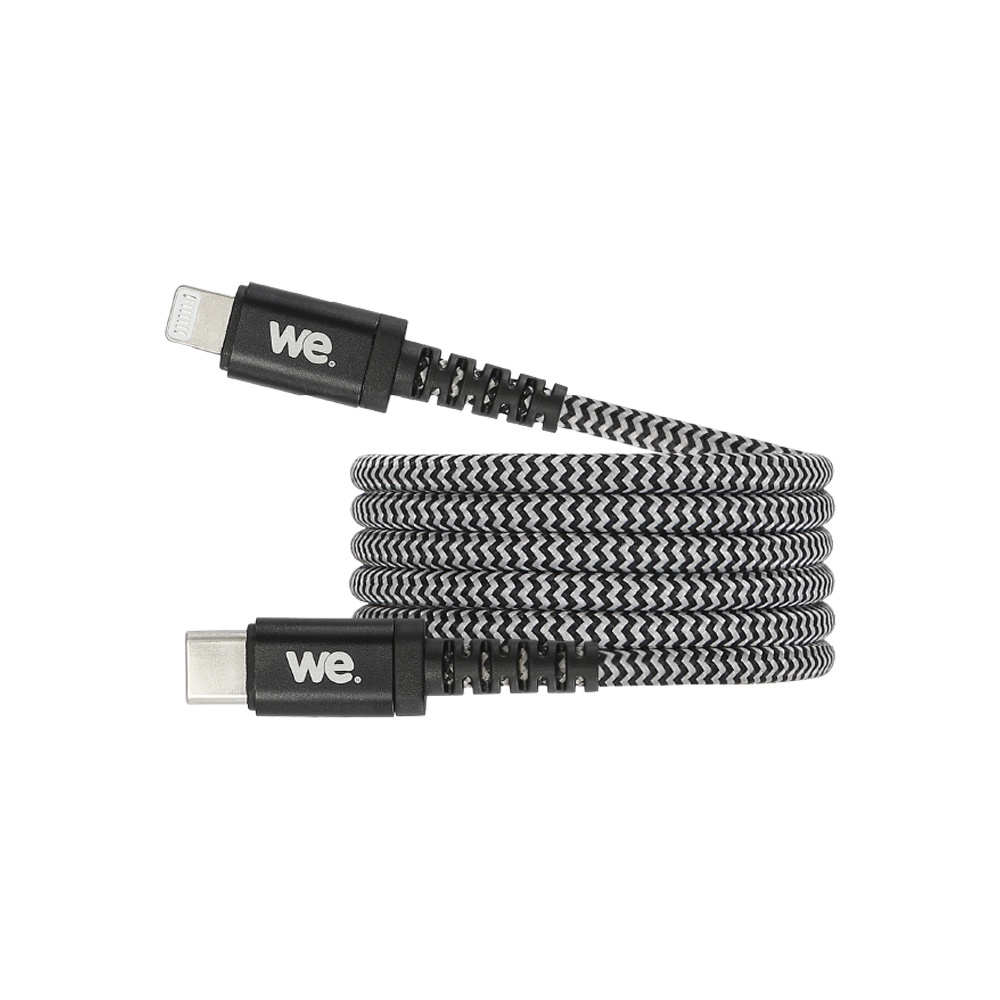 C ble USB-C/Lightning nylon tressé 1m - noir & blanc Charge rapide Connecteurs e