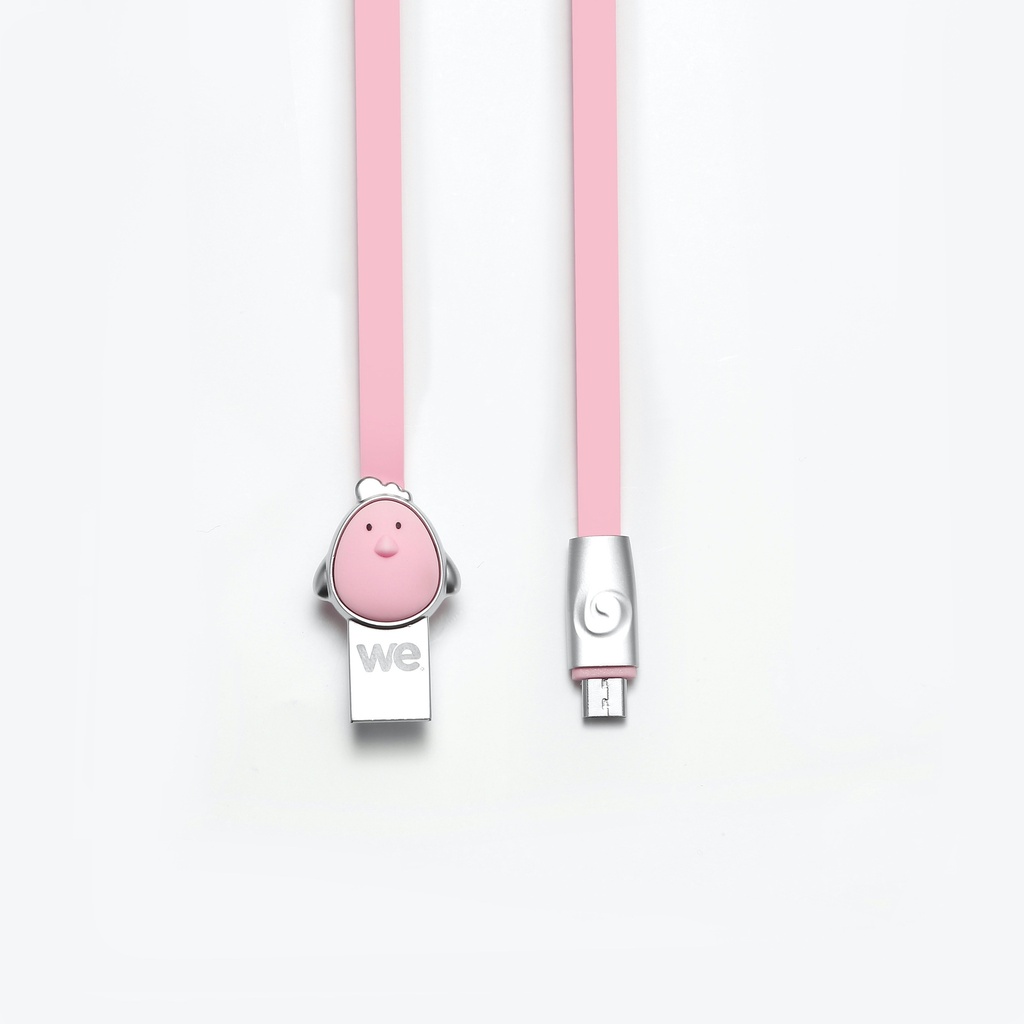 C ble Poule USB/micro USB plat 1m rose - Connecteurs en zinc