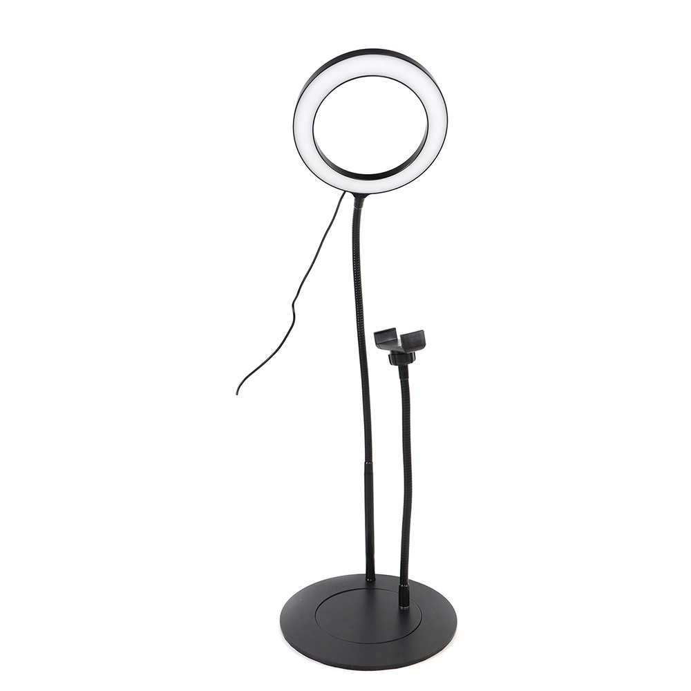 Anneau lumineux D.20 cm avec support téléphone universel sur pied métal séparabl