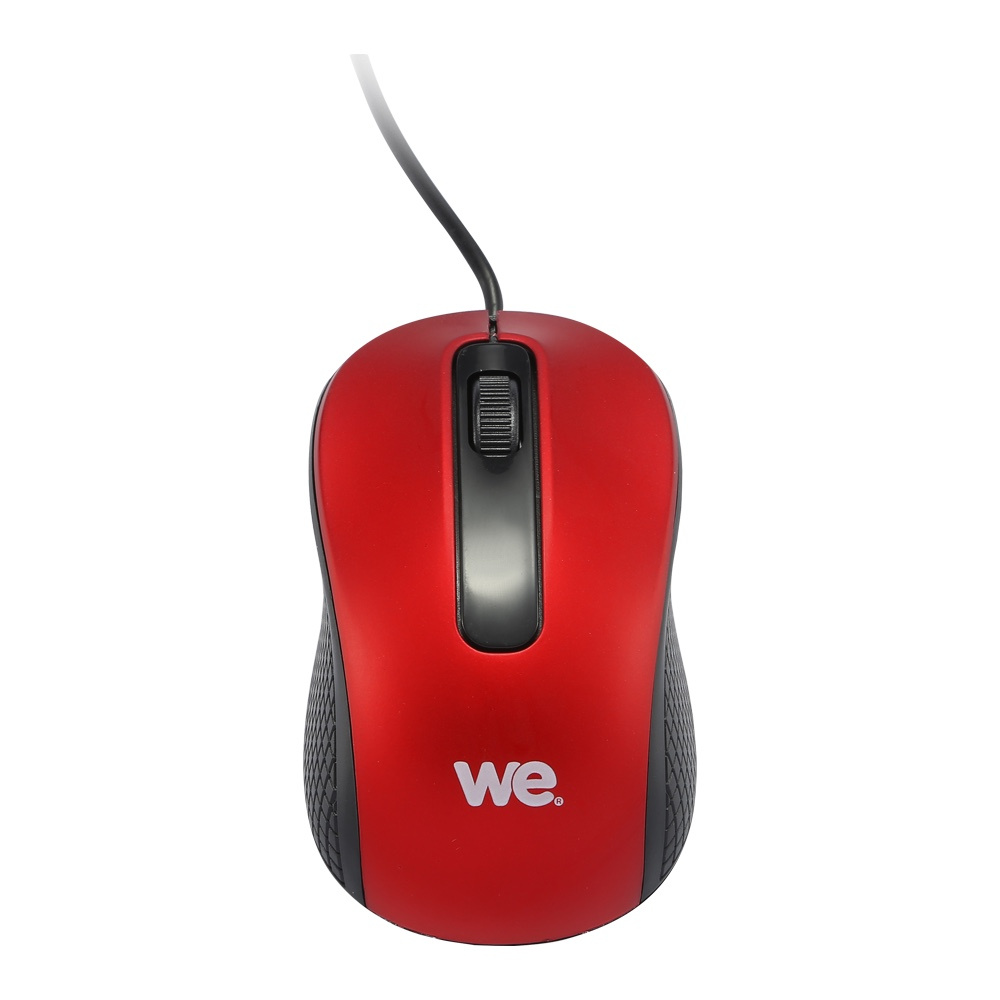 Souris filaire WE 1200DPI , USB, longeur c ble 1.5m finition métallique Bordeaux