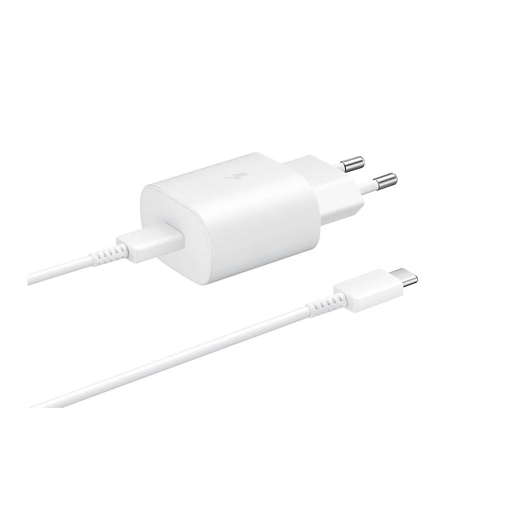 CHARGEUR SECTEUR ULTRA RAPIDE 25W USB Type-C to Type-C 1m Blanc avec cable SAMSU