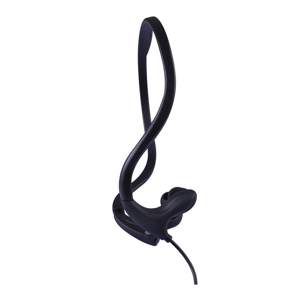Ecouteurs sport filaire Noir Arceau tour de cou toucher doux Microphone intégré 