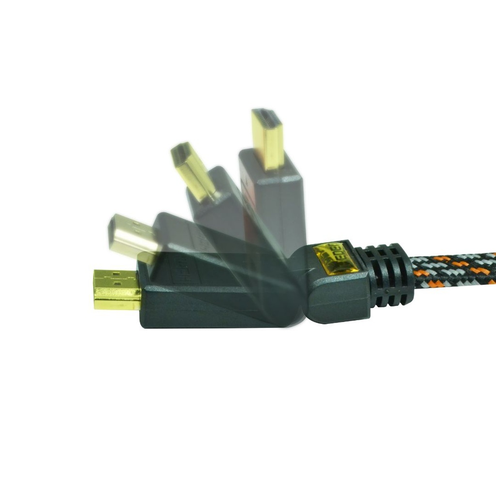 C ble HDMI 1.4 M/M, fiche or 3 mètres, nylon tressé, Ethernet 1 c té 90 c fixe,1