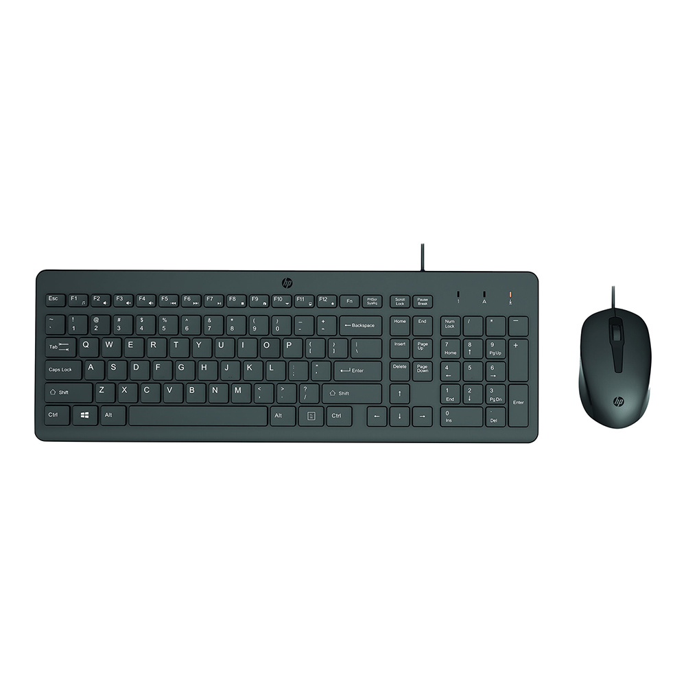 Clavier et souris filaires HP 150 Noir, QWERTY, précis et ergonomiques, clavier