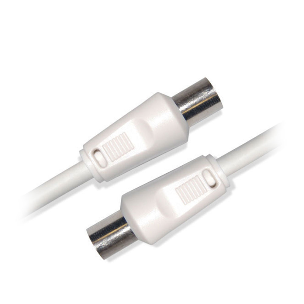 C ble Coaxial m le/femelle 9,52mm +1 adaptateur m le/m le 3 m Blanc