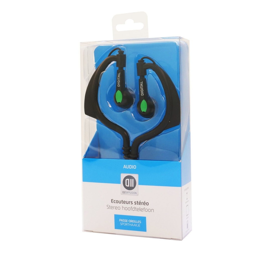 ***Ecouteurs Jack 3.5mm Passes oreilles - 1.10 m Fiches Or D2 Diffusion
