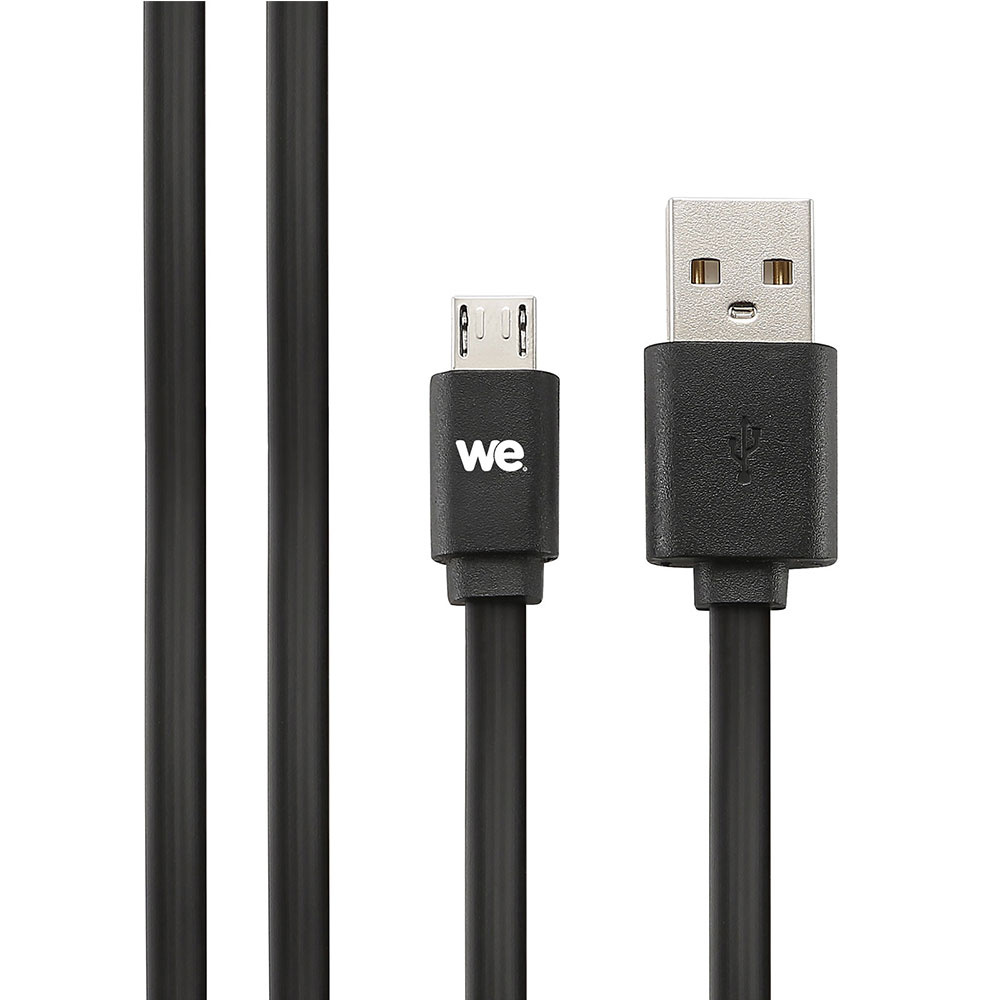 C ble USB/micro USB plat 2m noir - connecteurs réversibles