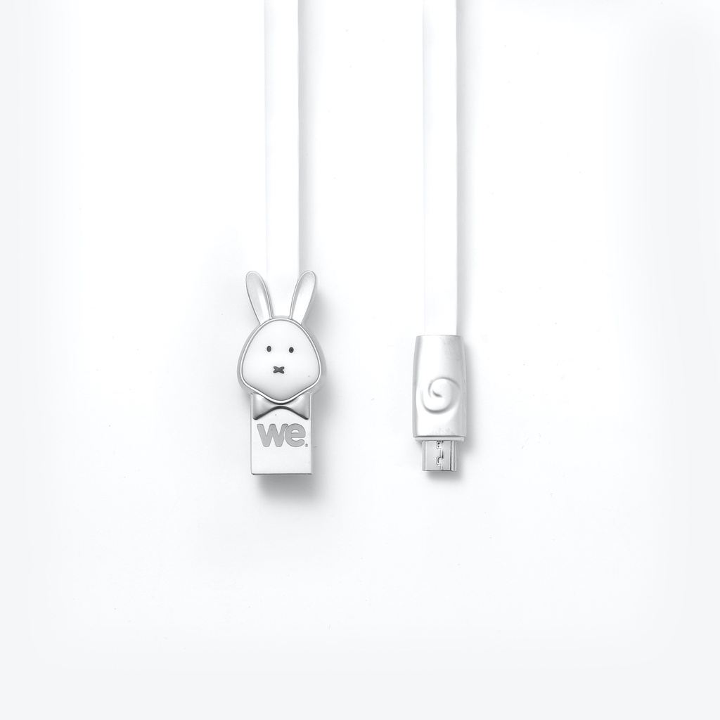 C ble lapin USB/micro USB plat1m blanc - Connecteurs en zinc