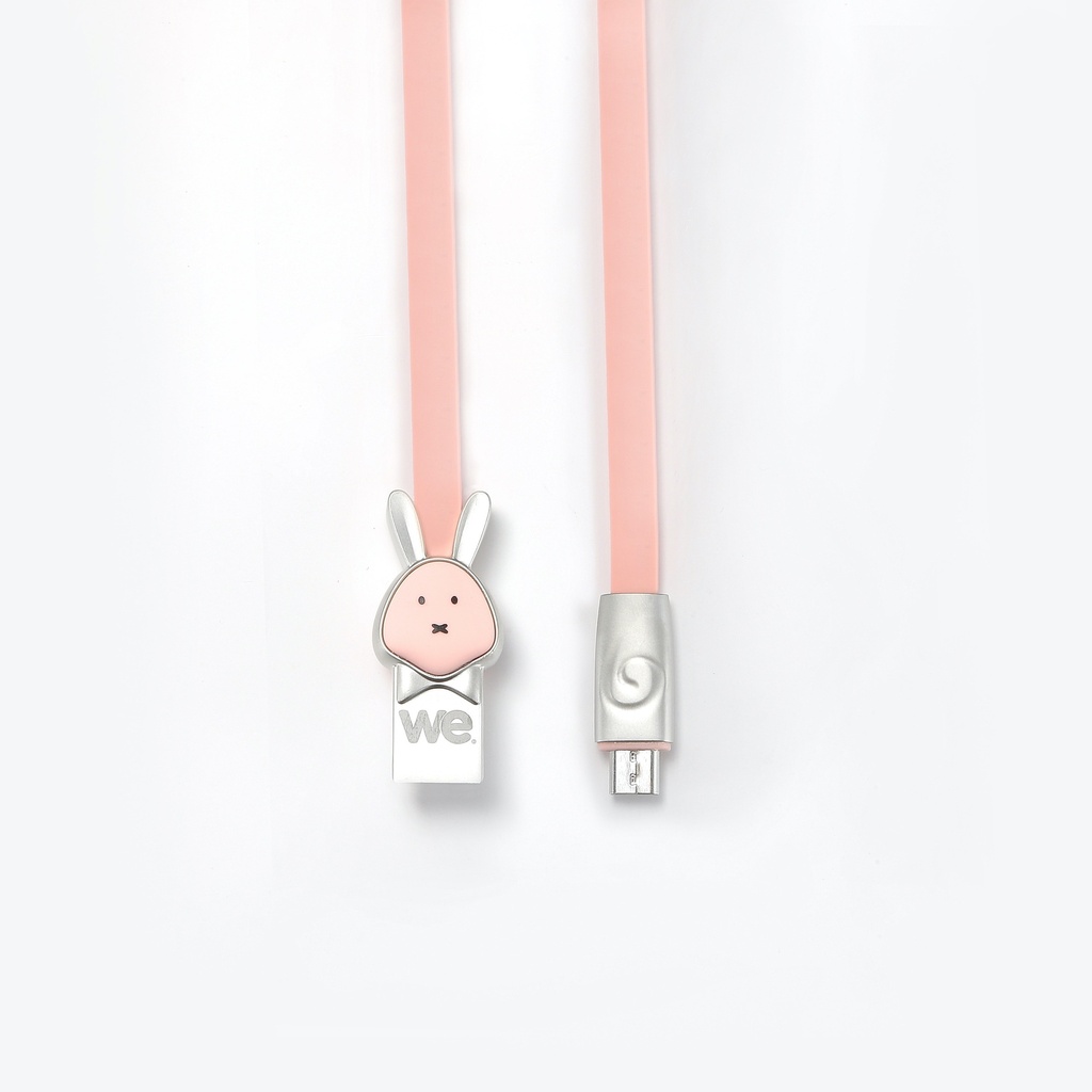 C ble lapin USB/micro USB plat1m rose - Connecteurs en zinc