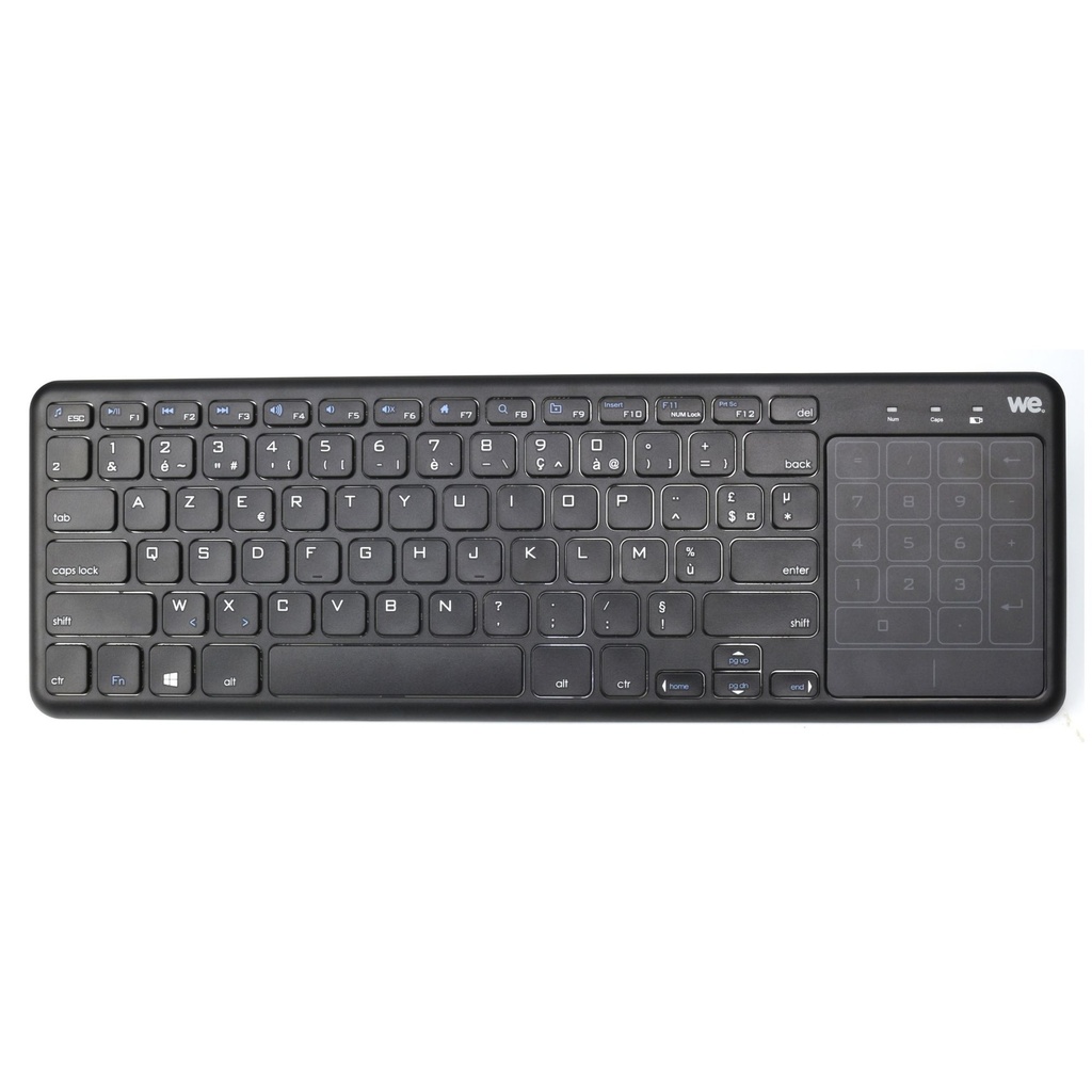 Clavier sans fil pavé tactile intég connx 2.4GHz avec recepteur pavé tactile/num