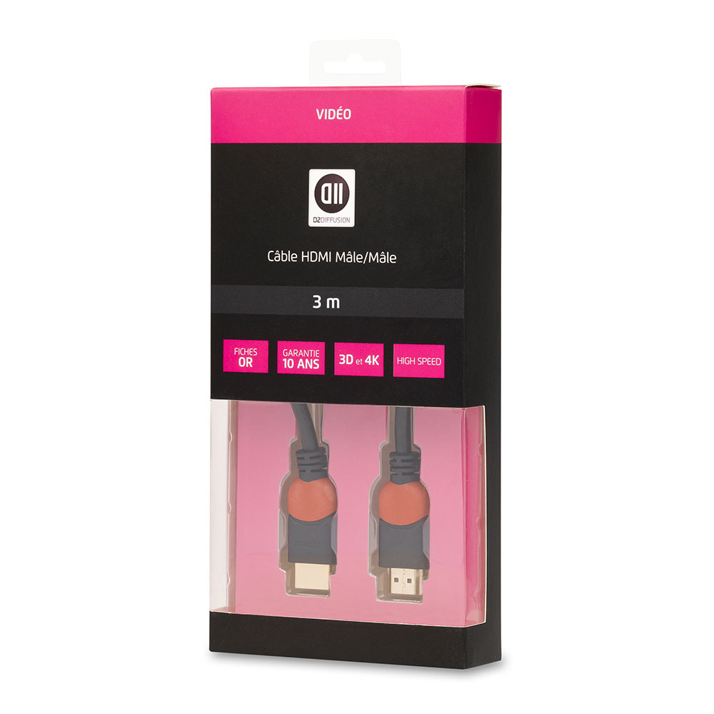 C ble HDMI m le comp.1,4(3D)noir 3m