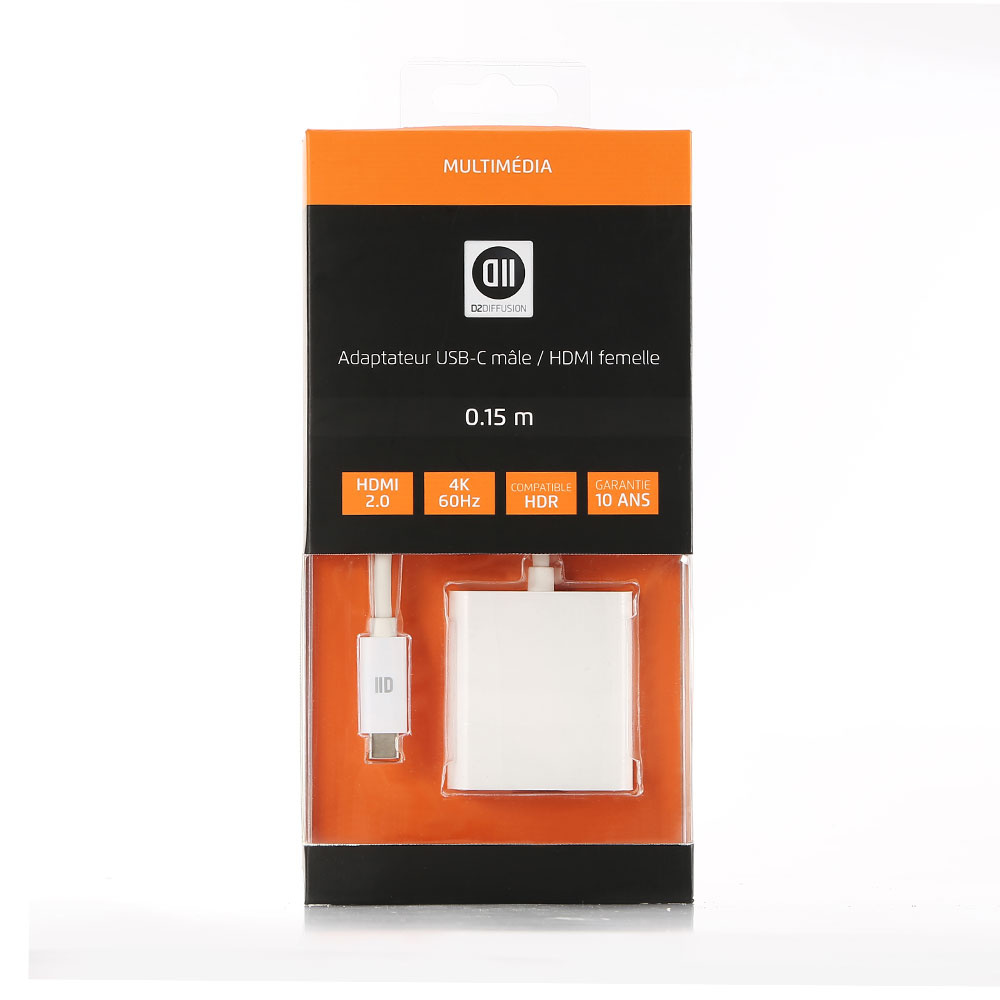 Adaptateur USB-C male/HDMI femelle HDMI 2.0 4K/60Hz 18Gbit/s 0.15m - compatible