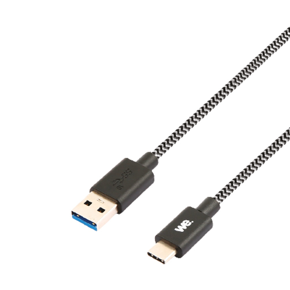 C ble USB-C m le/USB A m le tressé 2 m - USB 3.1 gen 1 - noir et blanc ne s'emm