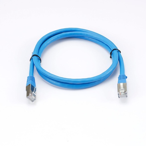 [0-CABRJ45D100-6ASB] C ble RJ45 Male/Male droit CAT6A S/FTP - Longueur 1M - Bleu - en sachet
