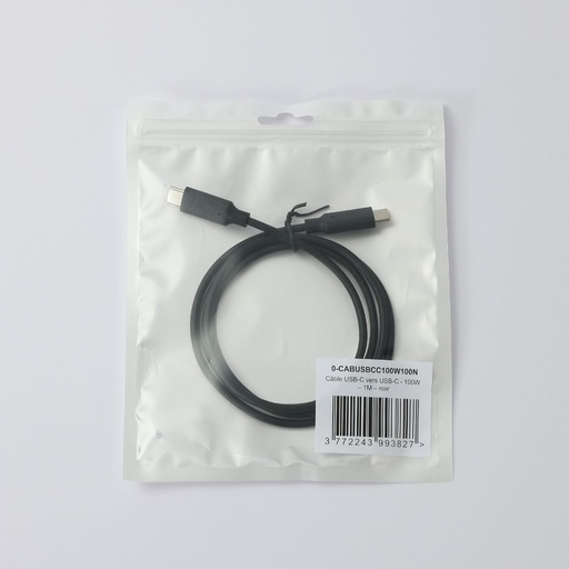 [0-CABUSBCC100W100N] C ble USB-C/USB-C 2.0 Male/Male - 100W - Longueur 1M - Noir - en sachet
