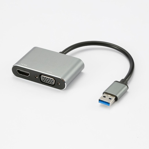 [D2ADPUSBAVGAHDMI] Adaptateur USB 2.0 male / HDMI F + VGA F HDMI 1920*1080P, adaptateur USB-C m le/