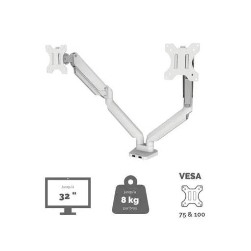 [8056301] FELLOWES BRAS PORTE-ECRANS DOUBLE BLANC PLATINUM SERIES