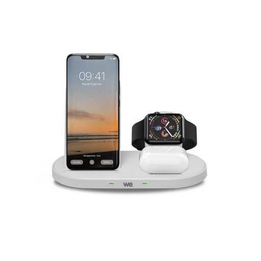 [WEDOCKAPP3EN1BL] WE Dock de charge Apple 3-en-1 pour iPhone / AirPods / Apple Watch Induction 15W