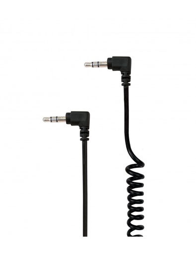 [WEJKTORS200COUD2N] C ble Jack m le/m le 3.5mm noir torsadé - coudé des 2 c tés - 2m
