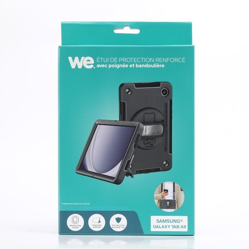 [WEETUISAMTABA9N] WE Etui antichocs pour Samsung Galaxy Tab A9 8.7 (2023) avec poignée rotative,