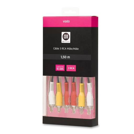 [D23RCA3RCA150] C ble 3RCA m le/3RCA m le 1m50