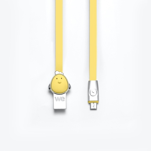 [WEUSBMICROPOU100J] C ble Poule USB/micro USB plat 1m jaune - Connecteurs en zinc