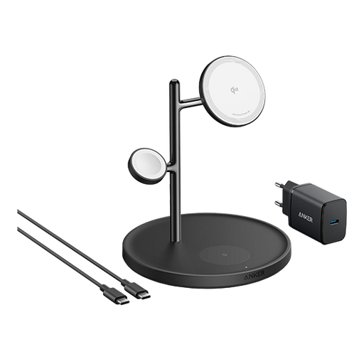 [194644173050] Anker MagGo Wireless Charging Station 15W 3-In-1 Stand - Black