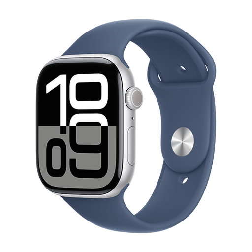 [195949563003] Watch Apple Watch Series 10 GPS 46mm Silver Aluminium Case with Sport Band M/L - Denim