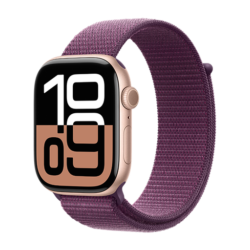 [195949563072] Watch Apple Watch Series 10 GPS 46mm Rose Gold Aluminium Case with Sport Loop - Plum