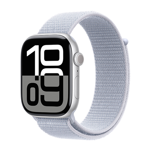 [195949565199] Watch Apple Watch Series 10 GPS 46mm Silver Aluminium Case with Sport Loop - Blue Cloud