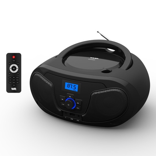[WERADCDTELBTN2] Lecteur Radio CD-USB(MP3)-Bluetooth avec télécommande, 2*2W Noir