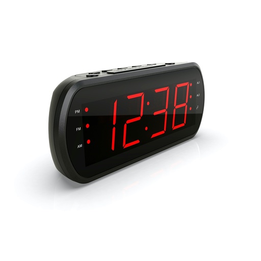 [WERADREVGDN3] Radio réveil grand affichage écran 1.8'', Radio FM , Dual alarme, Led Rouge 1 po