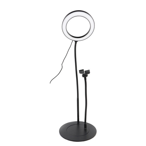 [WEVLUMRINGSUPTELPIED] Anneau lumineux D.20 cm avec support téléphone universel sur pied métal séparabl