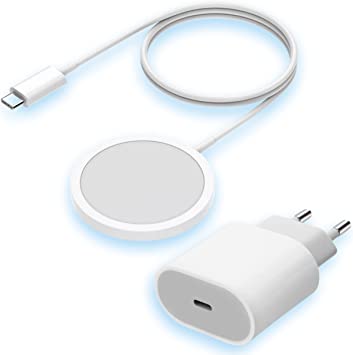 [WEINDUCMAG] Chargeur à induction blanc - Compatible MagSafe - Charge rapide jusqu'à 15W - So