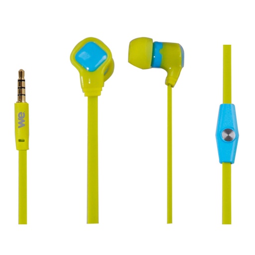 [WEINTRAMICPLATVEB] Ecouteurs avec micro 1.20m - pla Bi-couleur vert/bleu - jack 3.5mm diamètre driv