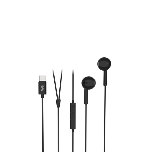 [WEINTRAMICROUSBCN] Ecouteurs de la marque WE avec connecteur USB-C de couleur noire C ble 1,20 m. B