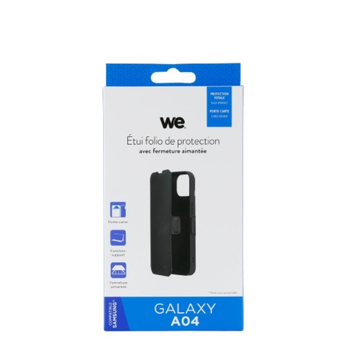 [WEFOLIOAIMSAMA04] ***WE Etui folio FERMETURE AIMANTEE SAMSUNG GALAXY A04 Noir