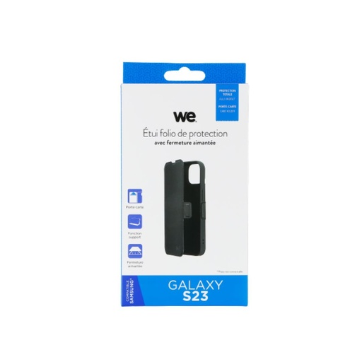[WEFOLIOAIMSAMS23] WE Etui folio FERMETURE AIMANTEE SAMSUNG GALAXY S23 Noir