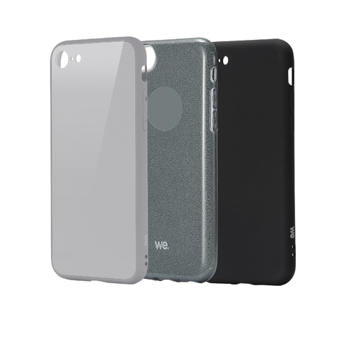 [WEBUNDLEI78SE20NOIR] WE Pack de 3 coques de protection IPHONE 7 / 8 / SE 2020 / SE 2022 Gris et noir: