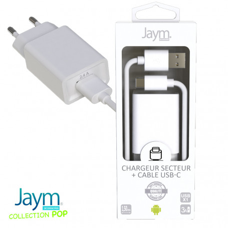 [WEAC1APPLIGHT150B] Bundle chargeur voiture+c ble light chargeur 1USB x 2.4A - c ble 1.50m blanc - c