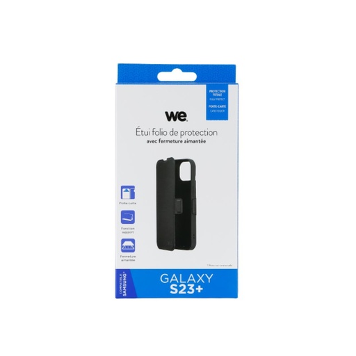 [WEFOLIOAIMSAMS23PLUS] ***WE Etui folio FERMETURE AIMANTEE SAMSUNG GALAXY S23+ Noir