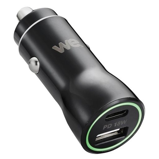 [WEAC1USBC1USBN] Chargeur allume-cigare WE - 2 ports USB (1 USB-A 5V/2,4A et 1 USB-C V/3A), Total