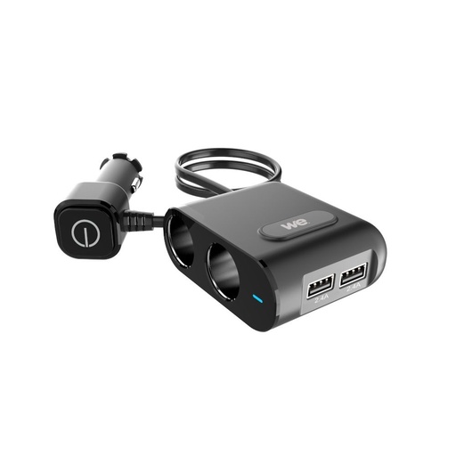 [WEAC2AC2USBN] Chargeur de voiture WE - 90W Max 2 prises allume cigare adaptateur + 2 Ports USB