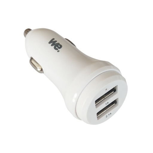 [WEAC2USBB2] Chargeur allume-cigare 2 USB 2 ports USB 2.1A + 1A blanc