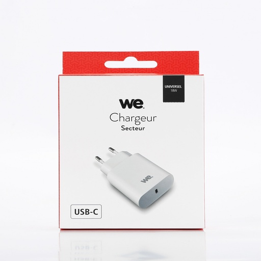 [WEAL1USBC45W] Chargeur secteur WE 1 Port USB-C : 5V/3A, 9V/3A, 12V/3A, 15V/3A, 20V/2.25A, 45W,
