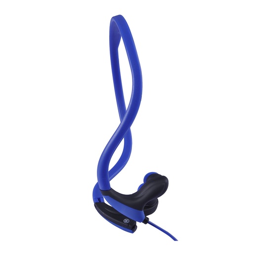 [WESPINTRAFILB] Ecouteurs sport filaire Bleu Arceau tour de cou toucher doux Microphone intégré 