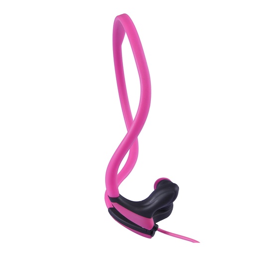 [WESPINTRAFILR] Ecouteurs sport filaire Rose Arceau tour de cou toucher doux Microphone intégré 