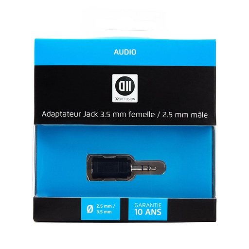 [D2ADPJK3F2M] Adaptateur Jack 3.5mm F/2.5mm M noir